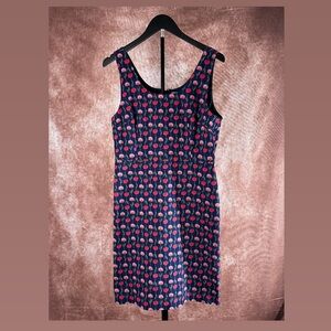 J. Crew Navy Midi Dress with Pink Floral Print